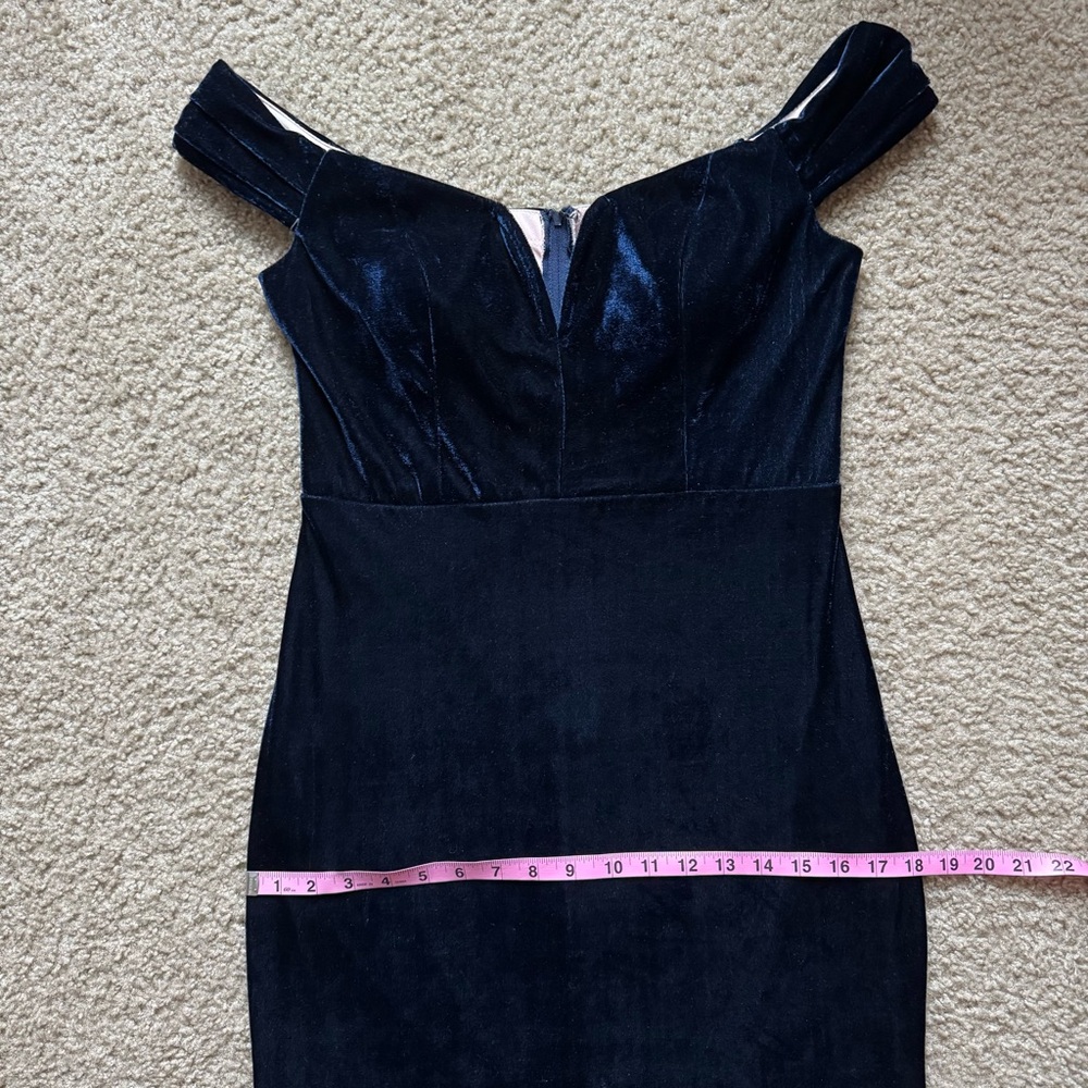City Vibe Juniors Blue Velvet High Slit Gown Dress 11 - Picture 11 of 15